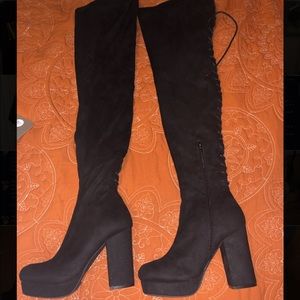 Lace Back Thigh High Boots! Never Worn Out. Size 7